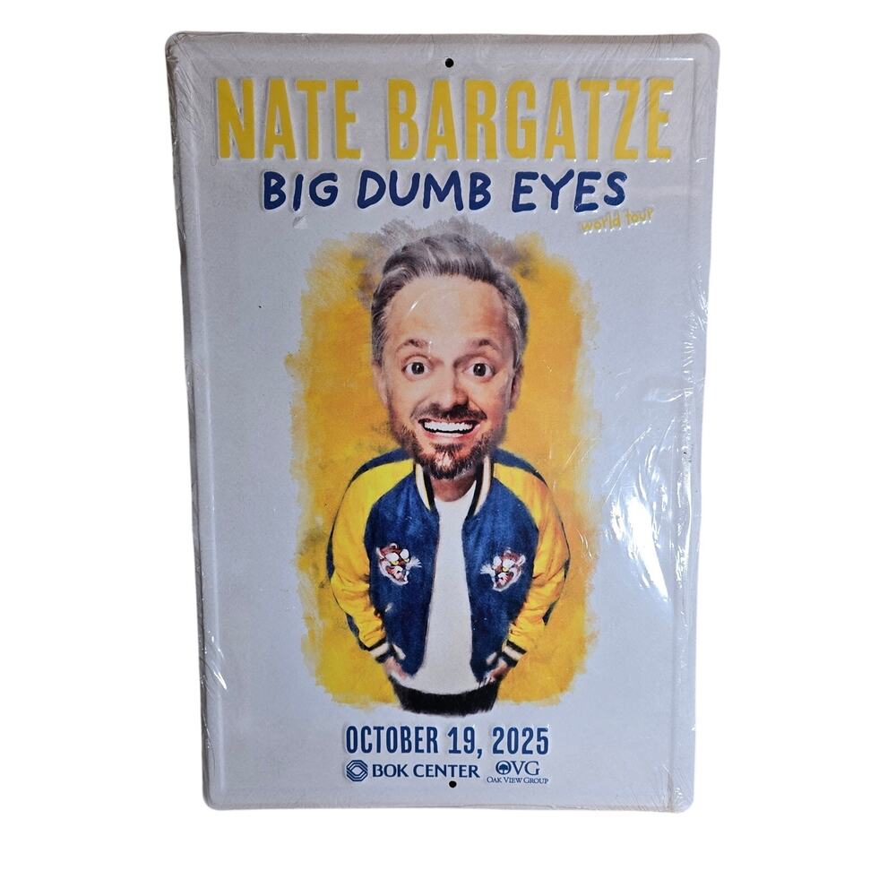 Rare Nate Bargatze Big Dumb Eyes Tulsa Tin Poster Sign October 2025
Brand New